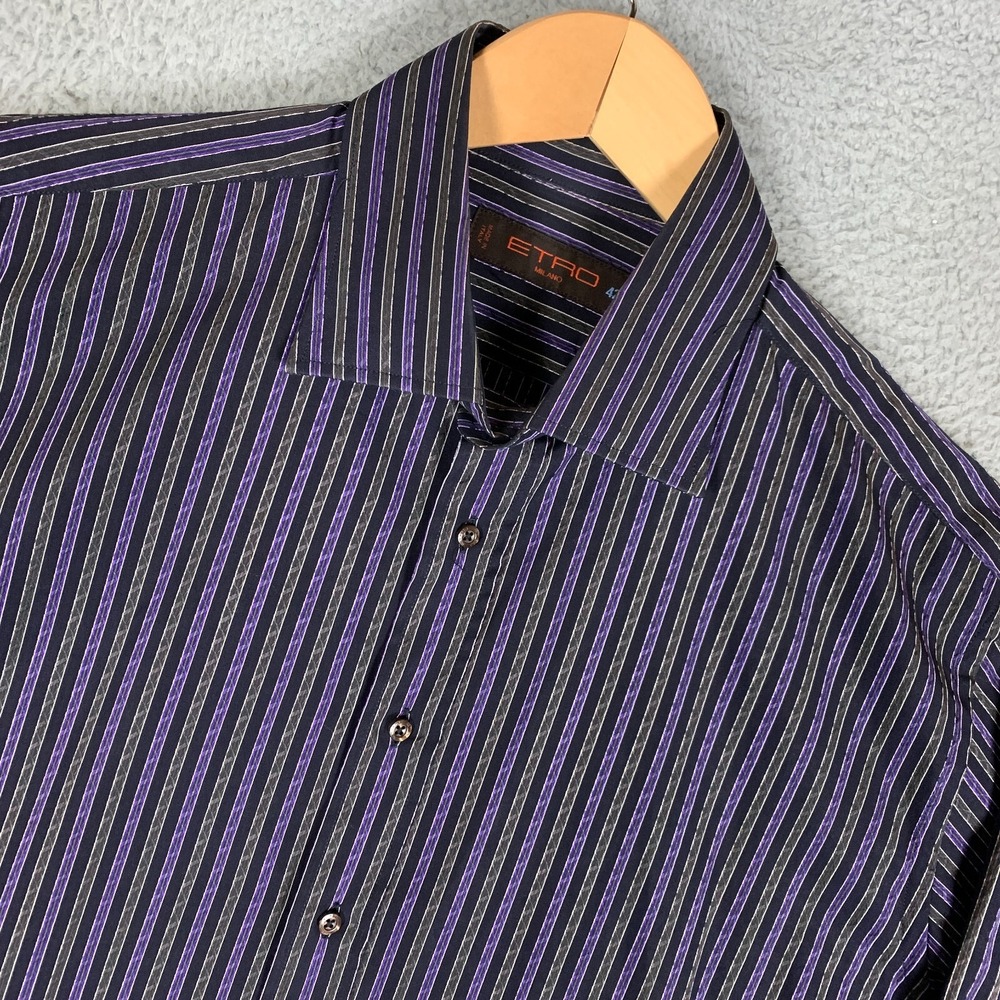 Etro Button Up Dress Shirt Men's 42 Multicolor Striped Made In Italy Designer